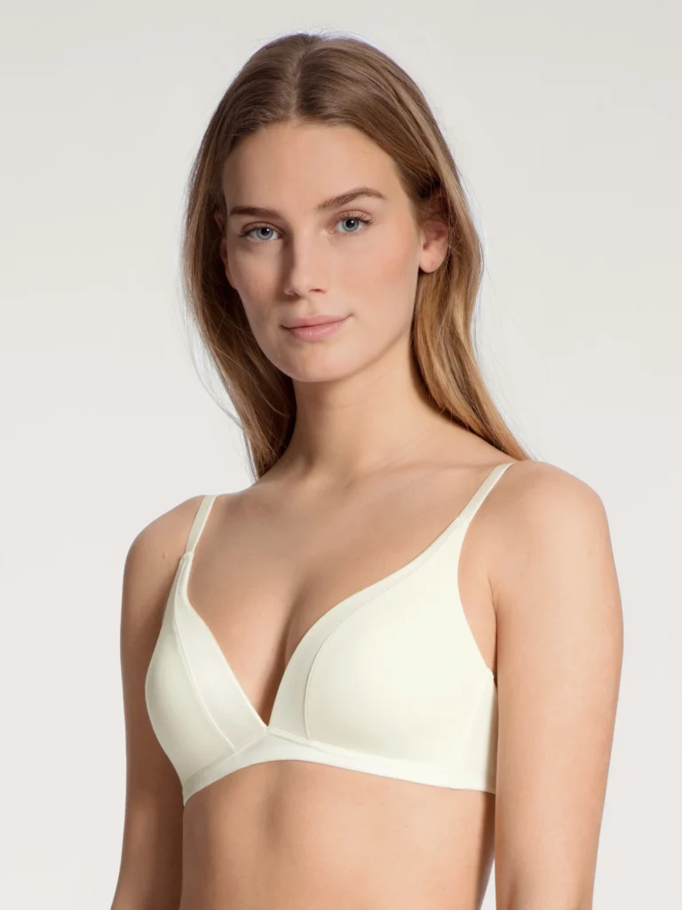 Alabaster Cotton Satin-Trim Wireless Bra