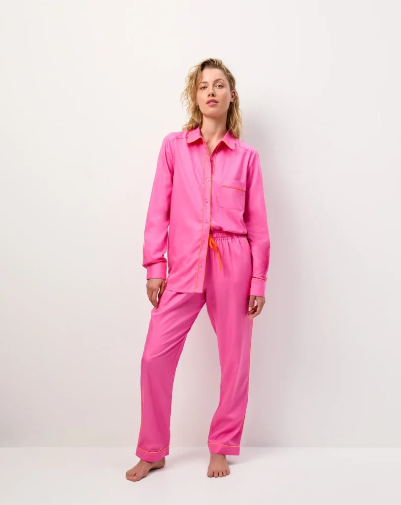 Contrast Trim Cotton Modal Pyjama Set