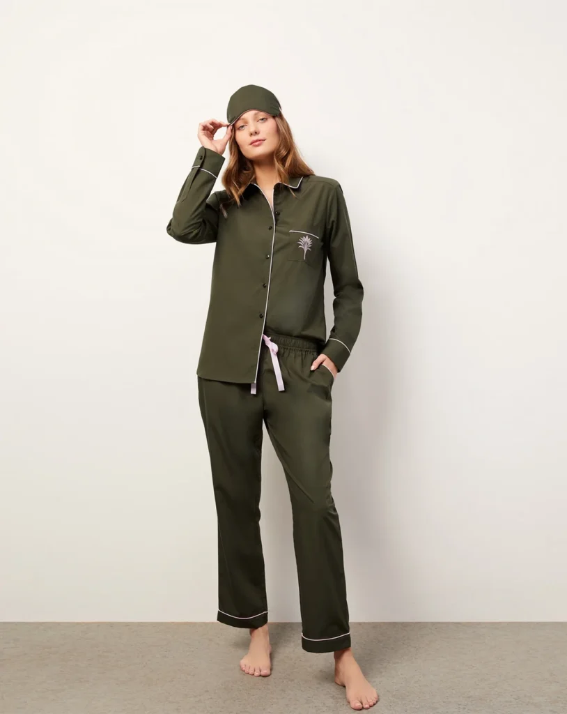 Embroidered Cotton Modal Pyjama Set