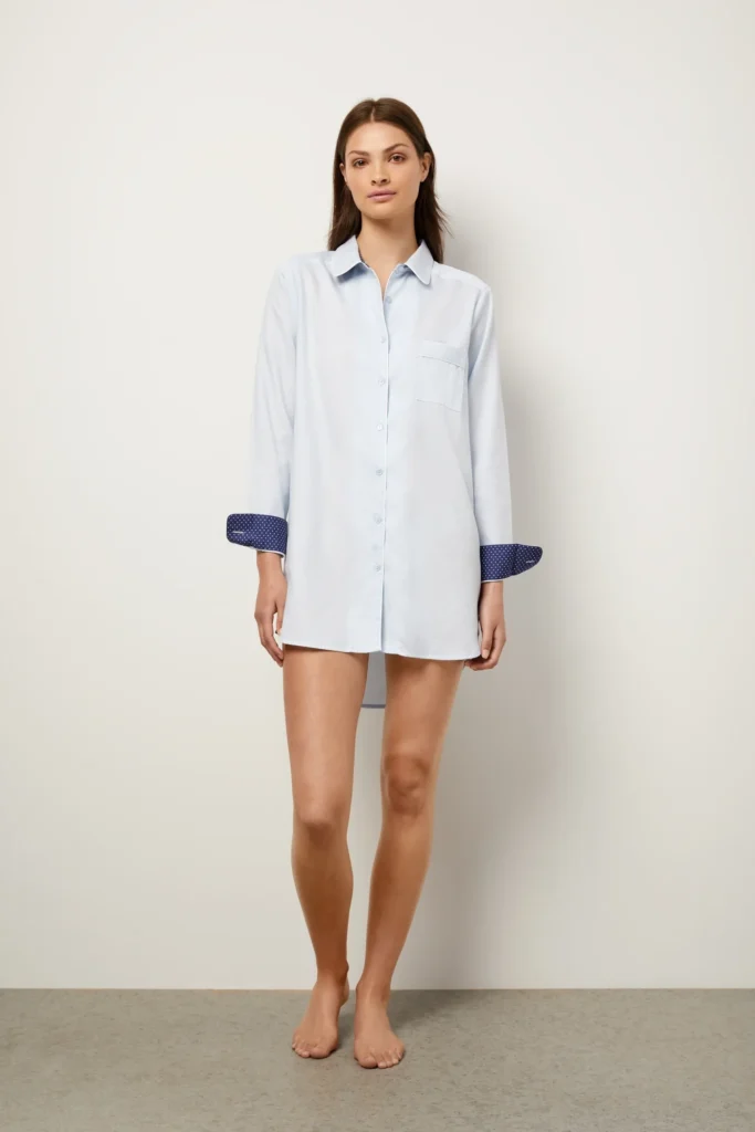Powder Blue Geo Satin Night Shirt