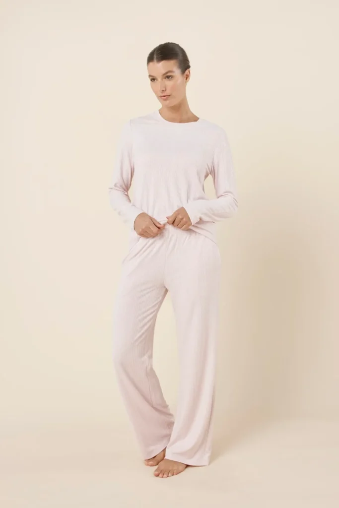 Pink Textured Cable-Knit Lounge Set