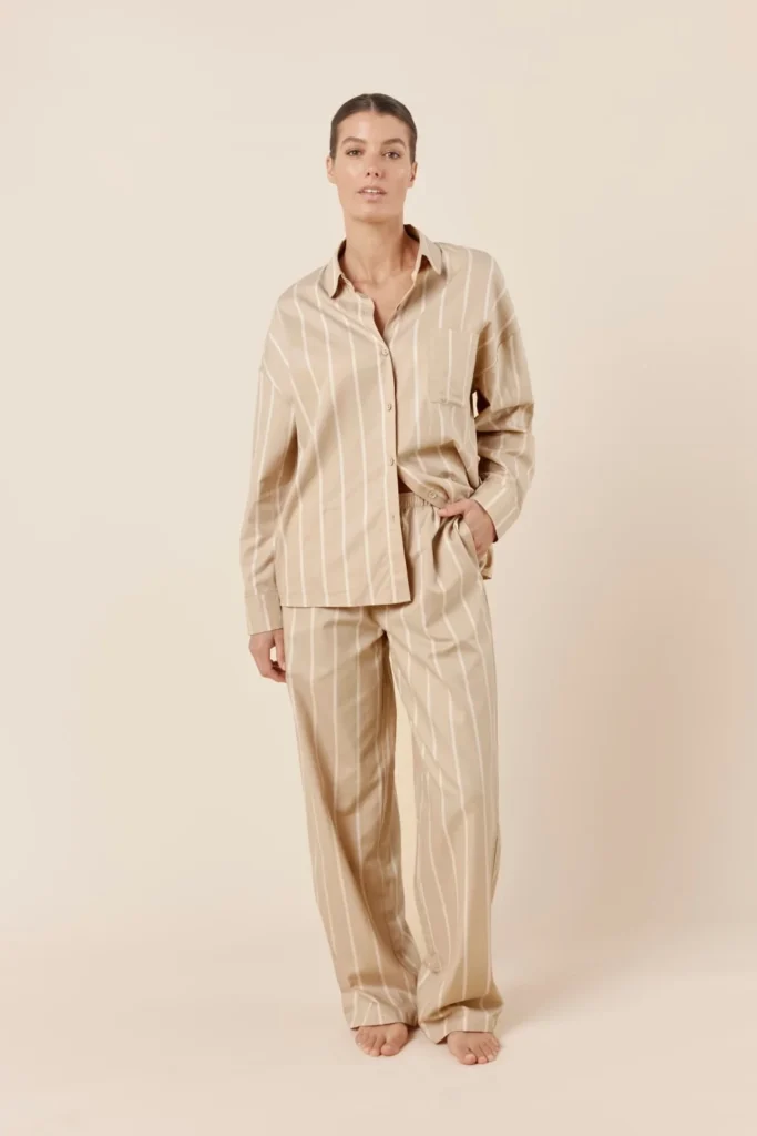 Biscuit Striped Cotton Oversized PJ Set