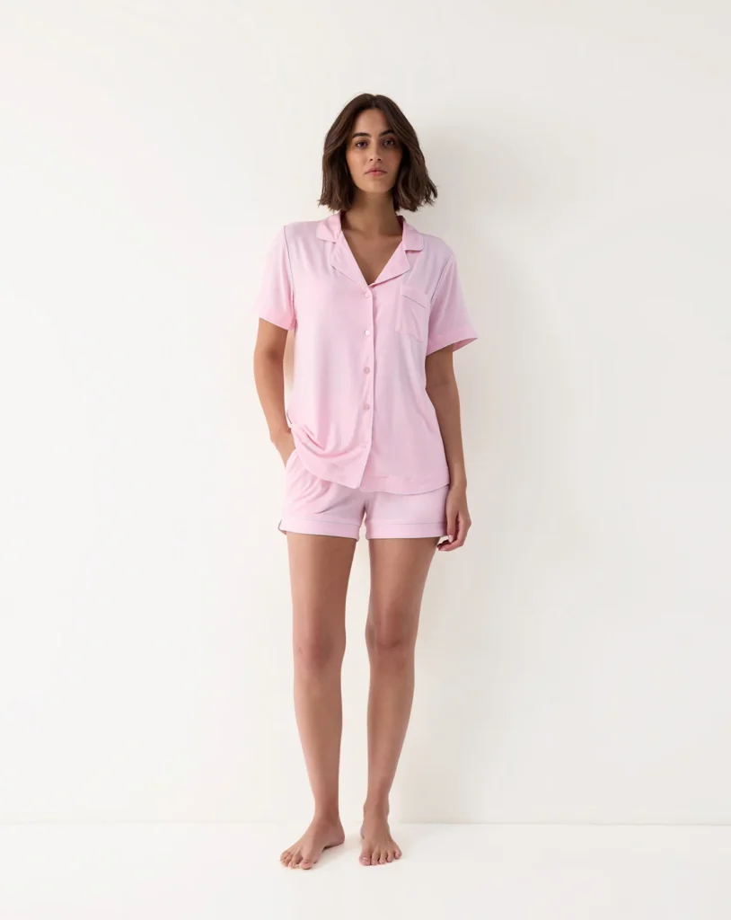 Pale Pink Modal Short-Sleeve Boxer Set