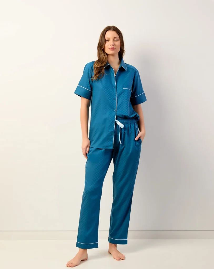Azure Blue Short-Sleeve Pyjama Set