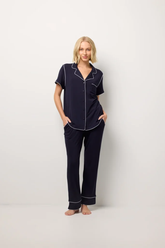Navy Modal Short-Sleeve Pyjama Set