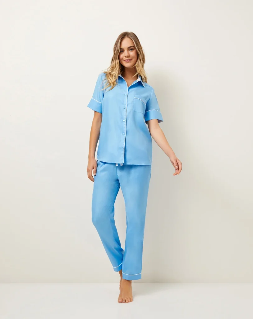 Blue Horseshoe-Trim Pyjama Set